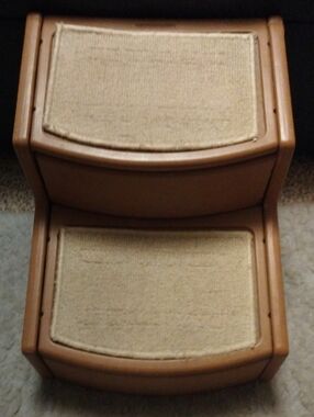 Wooden Pet Steps with Tan Carpeted Treads